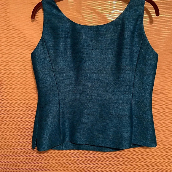 KASPER~TEAL SLEEVELESS BLOUSE~6 - Picture 2 of 7